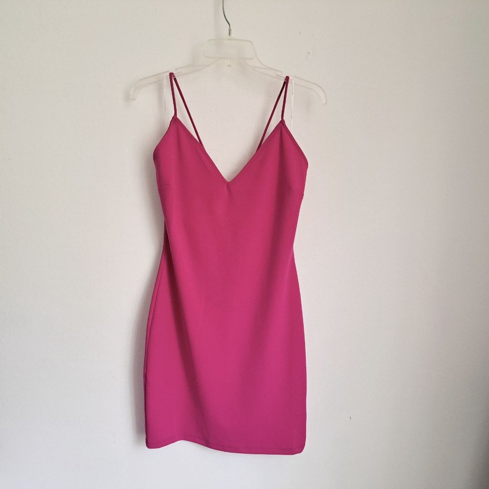 Symphony Juniors Dress Backless Bodycon  Pink Fuchsia Color Size L NWT
